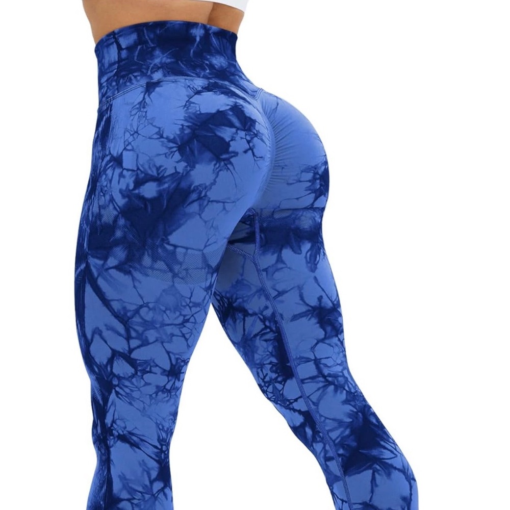Women's Blue Tie-Dye High-Waisted Leggings